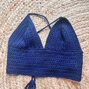 Navy Crochet Halter top